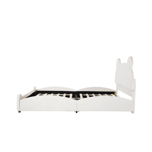 Cama de criança 140 x 200 cm - forma de urso - tecido de veludo - Branco