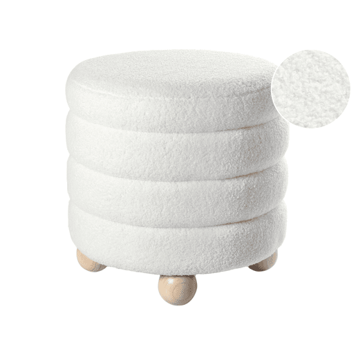Pufe CHILLY Bouclé Branco creme 42 cm 42 cm 41 cm
