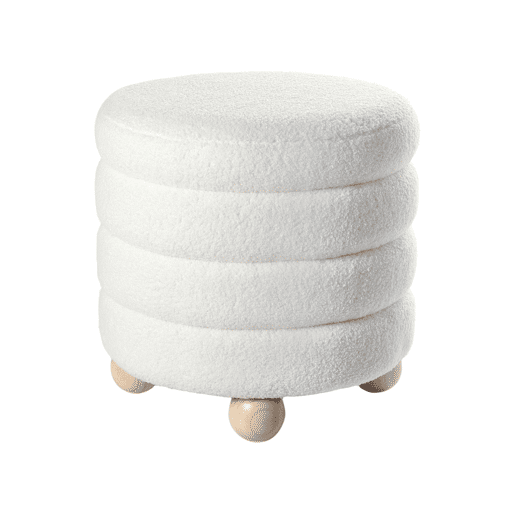 Pufe CHILLY Bouclé Branco creme 42 cm 42 cm 41 cm