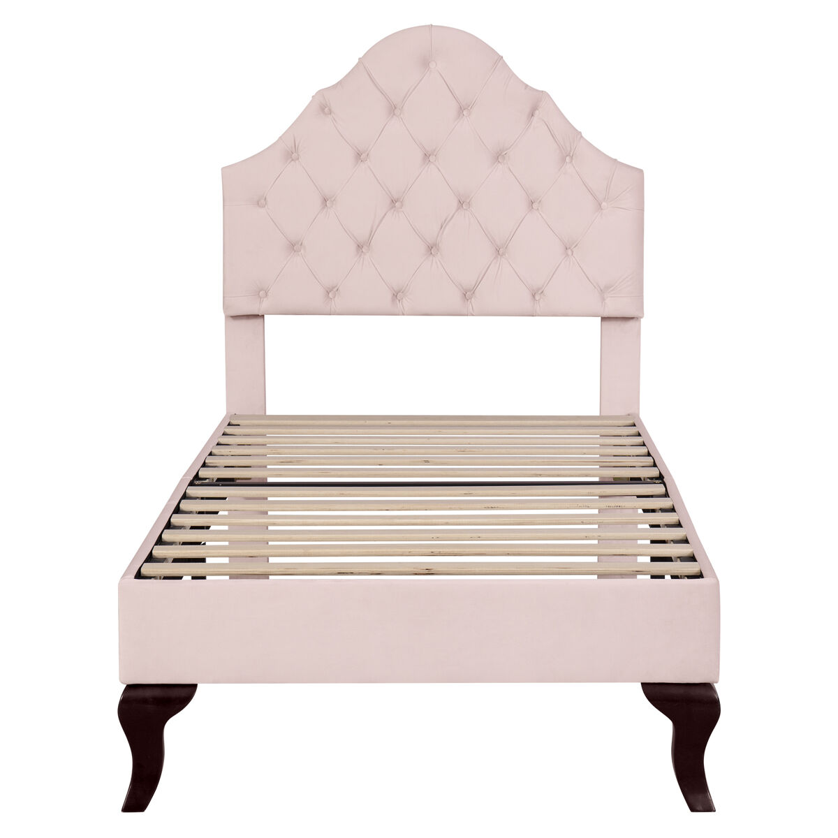 Cama tapizada de terciopelo 90x200 cm con cabecero regulable + somier - rosa