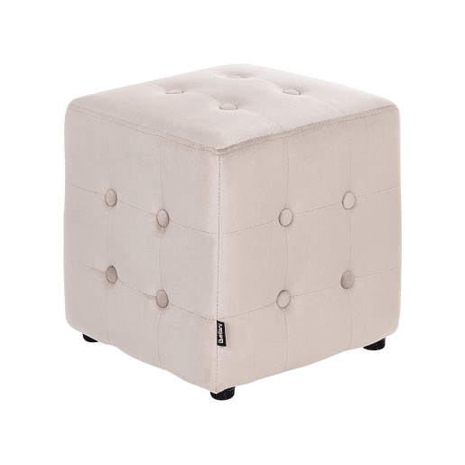 Pufe WISCONSIN Veludo Creme claro 36 cm 36 cm 39 cm