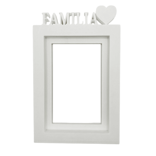 Porta-retratos de mesa ou parede  Modelo ''FAMILY''  Tamanho da moldura 24,5x17,5cm para fotos 13x18cm  Cor branca