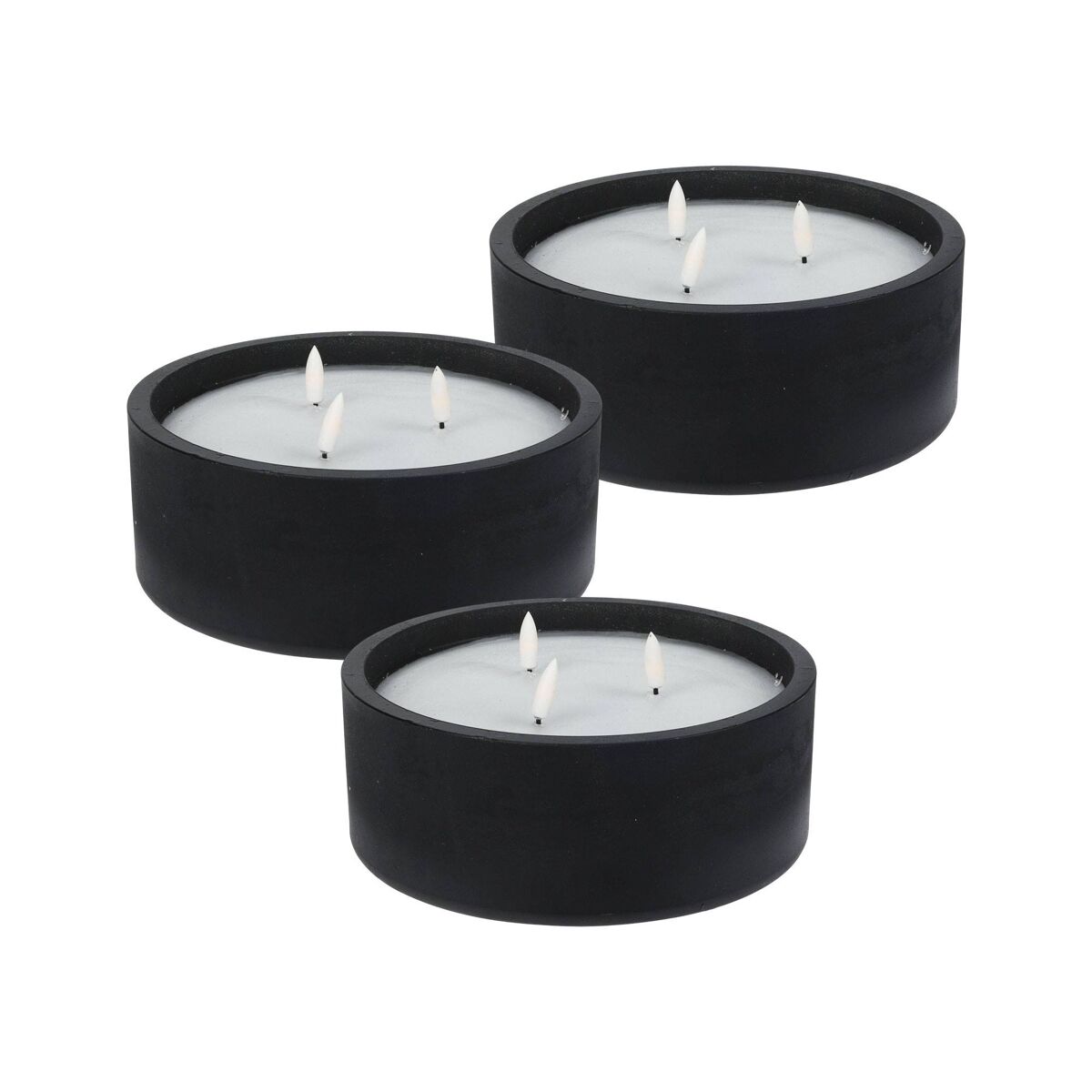 Well home - pack 3 velas led redondada negro