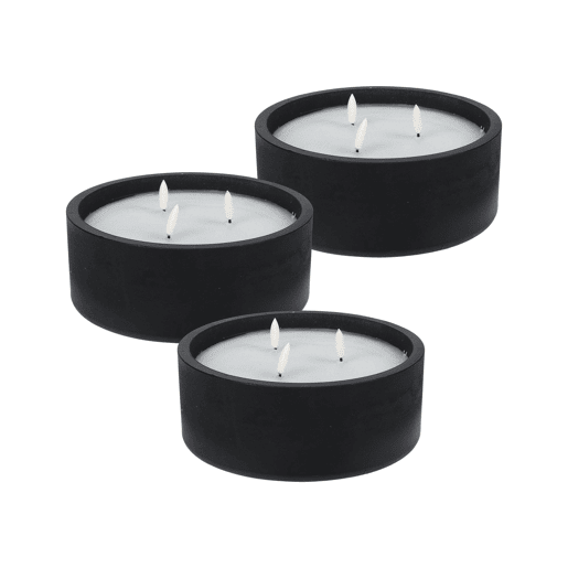 WELL HOME - Pacote de 3 velas LED pretas redondas