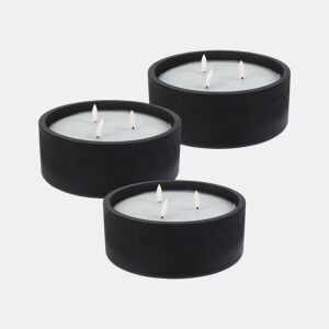 WELL HOME - Pacote de 3 velas LED pretas redondas