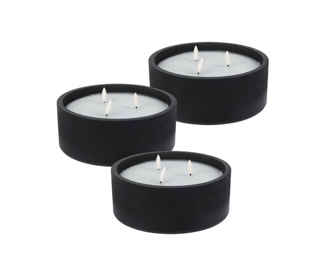 Well home - pack 3 velas led redondada negro
