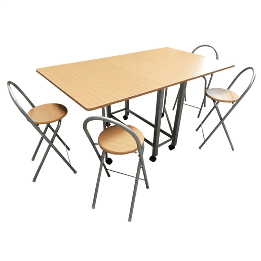 WELL HOME - Conjunto de mesa de madeira 'Book' e 4 bancos WELL HOME - Conjunto de mesa de madeira 'Book' e 4 bancos