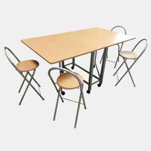 WELL HOME - Conjunto de mesa de madeira 'Book' e 4 bancos