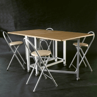 WELL HOME - Conjunto de mesa de madeira 'Book' e 4 bancos WELL HOME - Conjunto de mesa de madeira 'Book' e 4 bancos
