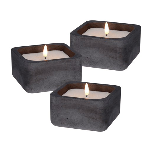 WELL HOME - Pacote de 3 velas LED quadradas pretas