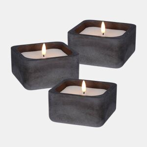 WELL HOME - Pacote de 3 velas LED quadradas pretas