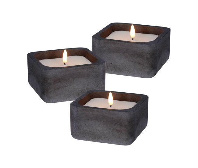 Well home - pack 3 velas led cuadrada negro
