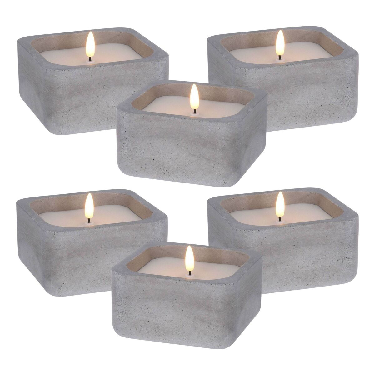 Well home - pack 6 velas led cuadrarda gris