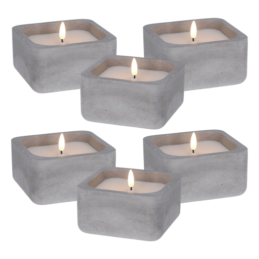 WELL HOME - Pacote de 6 velas LED quadradas cinza