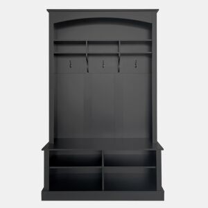 Bengaleiro de entrada com bengaleiro e banco para arrumação de sapatos - 120x40x190 cm - Preto