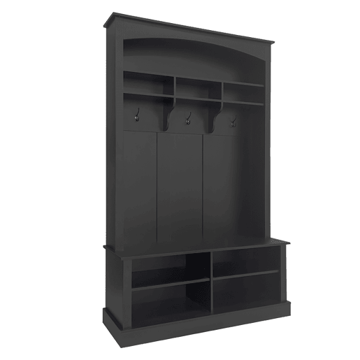 Bengaleiro de entrada com bengaleiro e banco para arrumação de sapatos - 120x40x190 cm - Preto