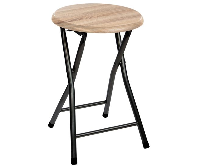 Well home - taburete plegable en panel de madera mdf ø30x46,5cm