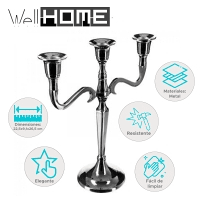 WELL HOME - Candelabros modernos de metal com 3 braços 22,5x9,1x26,5cm