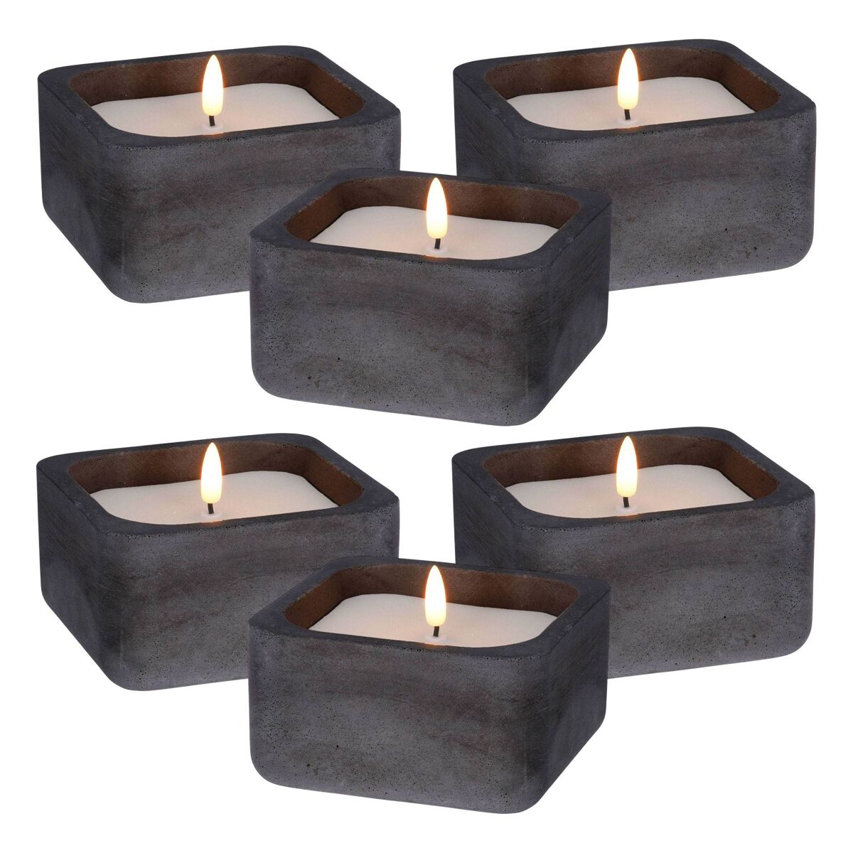 Well home - pack 6 velas led cuadrada negro