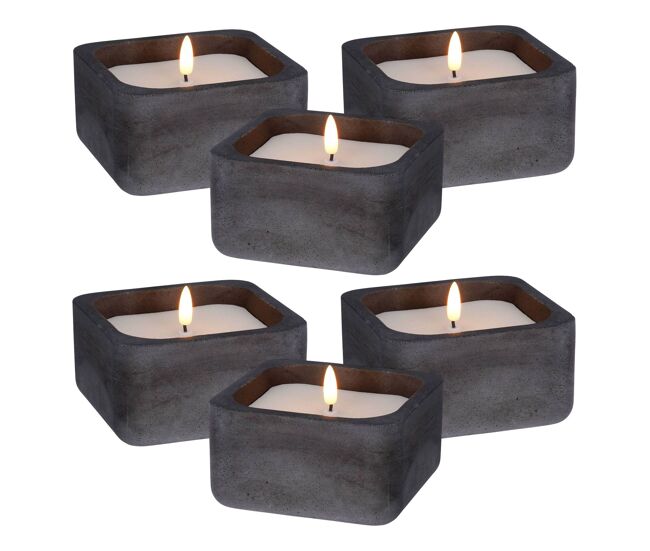 Well home - pack 6 velas led cuadrada negro