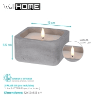 WELL HOME - Pacote de 3 velas LED quadradas cinza WELL HOME - Pacote de 3 velas LED quadradas cinza