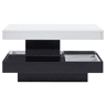 Mesa de centro com arrumação 70x70x36 cm - Tampo brilhante rotativo 360° - Preto e branco