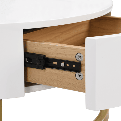 Conjunto de 2 mesas de encaixe - com 2 gavetas - em MDF - Natural e Branco - Conjunto de 2 mesas de encaixe - com 2 gavetas - em MDF - Natural e Branco
