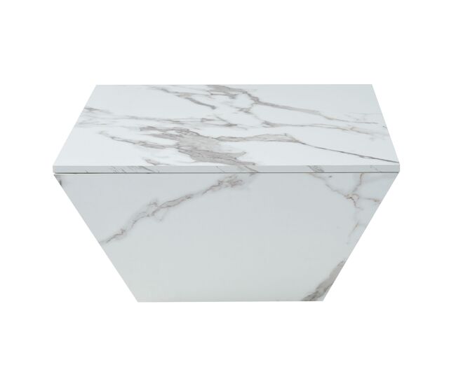 Mesa de centro moderna - con 2 cajones - chapa de mármol - blanco
