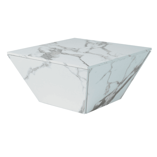 Mesa de centro moderna - com 2 gavetas - folheado a mármore - Branco
