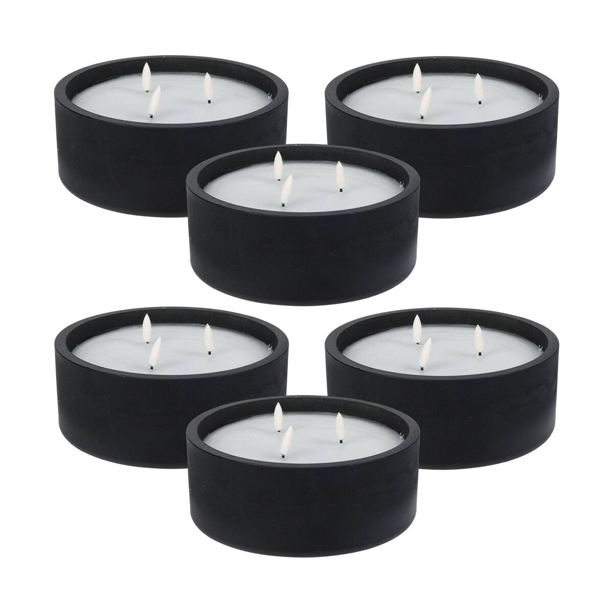 Well home - pack 6 velas led redonda negro