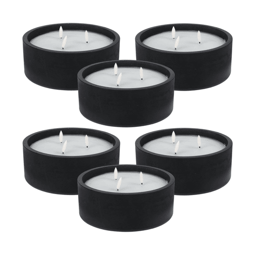 WELL HOME - Pacote de 6 velas LED redondas pretas