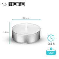 BEM CASA - Lote de 50 velas brancas Ø3,8cm