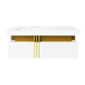 Mesa de centro com 2 gavetas - tampo com padrão de mármore - estilo escandinavo - Branco
