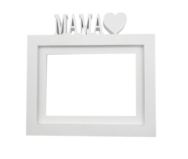 Marco de fotos de mesa o pared / modelo ''mama'' / tamaño del marco 24x22,5cm para fotos de 15x20cm / color blanco