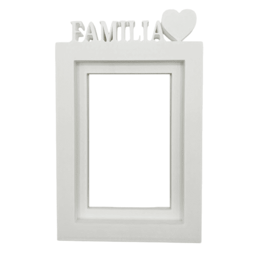 Porta-retratos de mesa ou parede  Modelo ''FAMILY''  Tamanho da moldura 20,5x13,5cm para fotos 10x15cm  Cor branca
