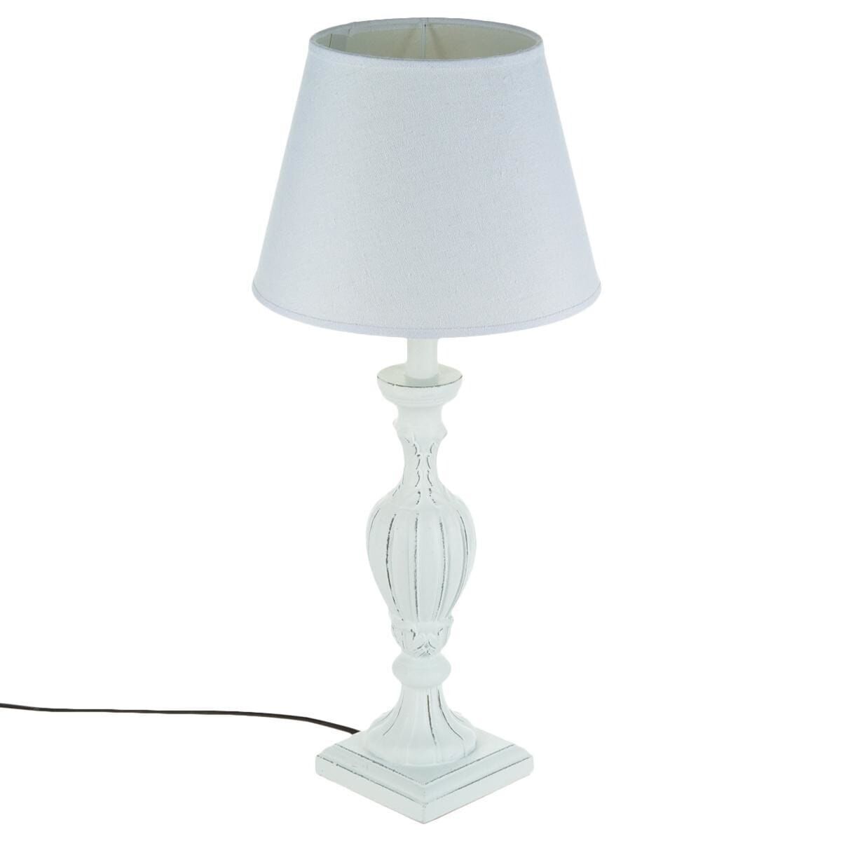 Well home - lámpara droit mdf et lino "renzo" blanco