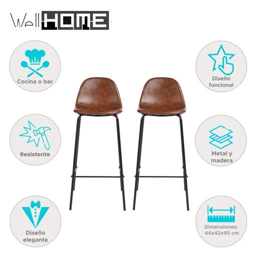 WELL HOME - Conjunto de 2 bancos altos Vladi