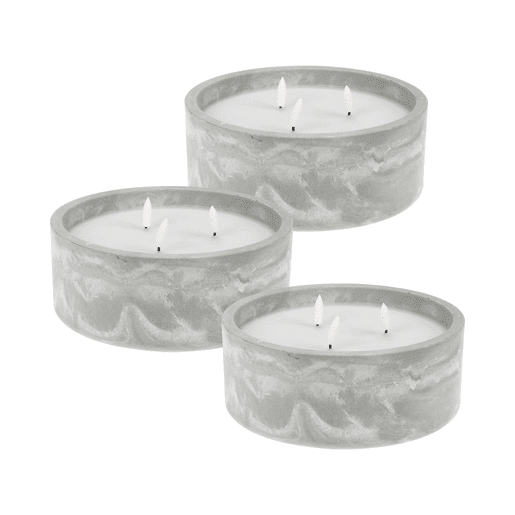 WELL HOME - Pacote de 3 velas LED redondas cinza mármore