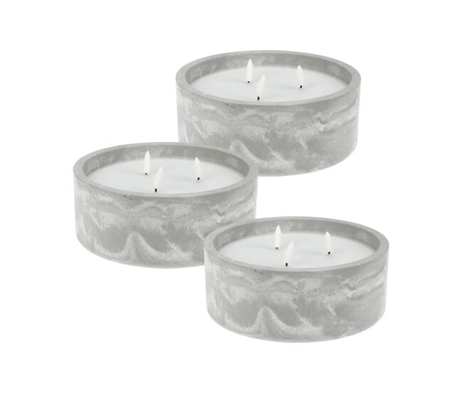 Well home - pack 3 velas led redondada gris marmolado