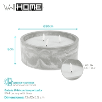 WELL HOME - Pacote de 3 velas LED redondas cinza mármore