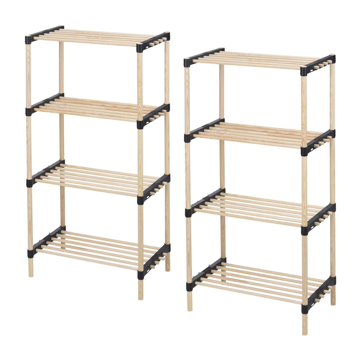 Well home - pack 2 zapateros 4 estantes madera y metal