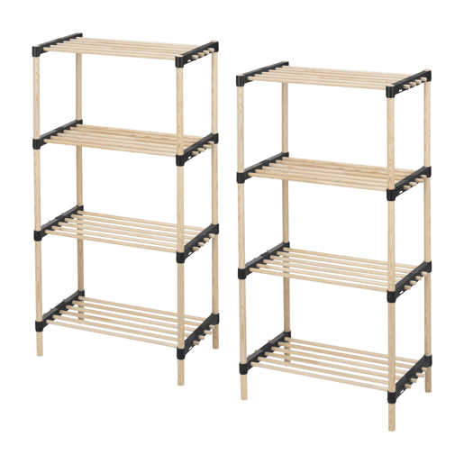 WELL HOME - Pack 2 Sapateiras 4 prateleiras madeira e metal