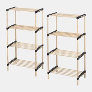 WELL HOME - Pack 2 Sapateiras 4 prateleiras madeira e metal