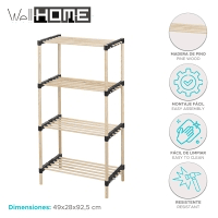 WELL HOME - Pack 2 Sapateiras 4 prateleiras madeira e metal