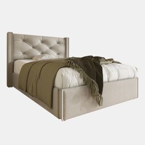 Cama contentora estofada 90x200 cm em tecido de algodão - com estrado de molas - Cinzento claro
