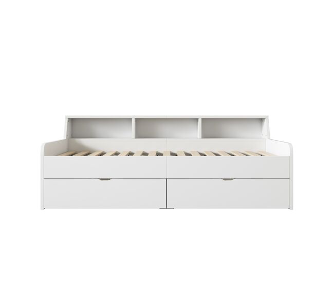 Sofá cama - sofá cama de 90x200 cm con 2 cajones - blanco