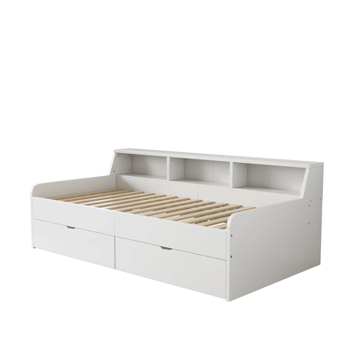 Sofá-cama - Sofá-cama 90x200 cm com 2 gavetas - Branco Sofá-cama - Sofá-cama 90x200 cm com 2 gavetas - Branco