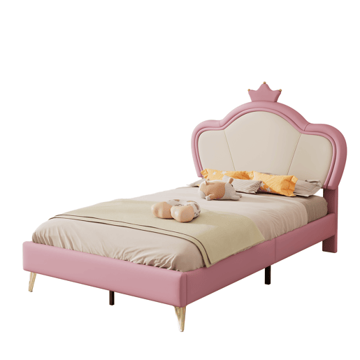 Cama juvenile,cama de solteiro de pu 90x200cm,rosa