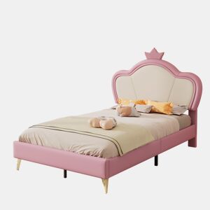 Cama juvenile,cama de solteiro de pu 90x200cm,rosa