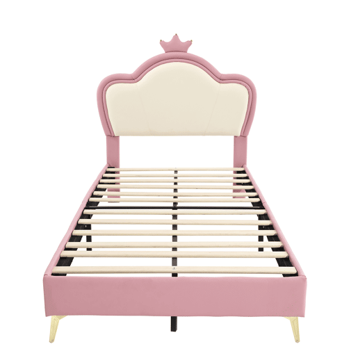Cama juvenile,cama de solteiro de pu 90x200cm,rosa